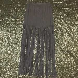 Suede Fringe Skirt